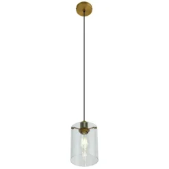 QAZQA Pendelleuchten|Wohnzimmerlampen*Design-Hängeleuchte Bronze mit Klarglas - Domo