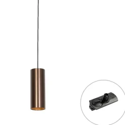 QAZQA Professional Schlafzimmerlampen|Küchenlampen*Design-Hängeleuchte Dunkelbronze inkl. Schienenadapter 1-phasig - Iconic Tubo