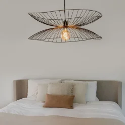 QAZQA Pendelleuchten|Wohnzimmerlampen*Design-Hängeleuchte Dunkelbronze mit doppeltem Schirm - Pua