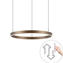 QAZQA Küchenlampen|Esszimmerlampen*Design-Hängeleuchte Dunkelbronze 3-Stufen-Dimmbar - Titmus
