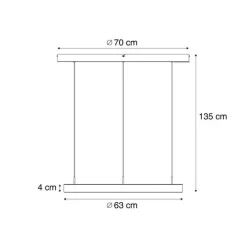 QAZQA Küchenlampen|Esszimmerlampen*Design-Hängeleuchte Dunkelbronze 3-Stufen-Dimmbar - Titmus