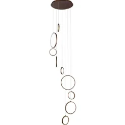 QAZQA Led-Pendelleuchten|Pendelleuchten*Design-Hängeleuchte Dunkelbronze 9-flammig inkl. LED 3-Stufen-Dimmbar - Vide Anella