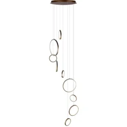 QAZQA Led-Pendelleuchten|Pendelleuchten*Design-Hängeleuchte Dunkelbronze 9-flammig inkl. LED 3-Stufen-Dimmbar - Vide Anella