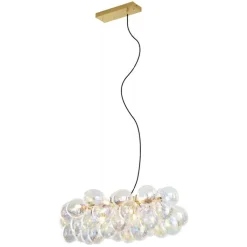 QAZQA Schlafzimmerlampen|Küchenlampen*Design-Hängeleuchte Gold mit Regenbogen-Glas 8-flammig - Uvas