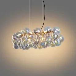 QAZQA Schlafzimmerlampen|Küchenlampen*Design-Hängeleuchte Gold mit Regenbogen-Glas 8-flammig - Uvas