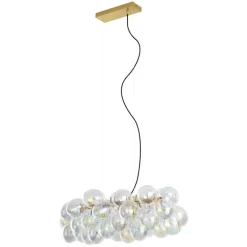 QAZQA Schlafzimmerlampen|Küchenlampen*Design-Hängeleuchte Gold mit Regenbogen-Glas 8-flammig - Uvas