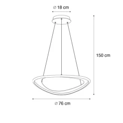 QAZQA Schlafzimmerlampen|Küchenlampen*Design-Hängeleuchte Gold 3-Stufen-Dimmbar - Organico