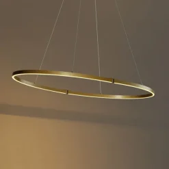 QAZQA Led-Pendelleuchten|Pendelleuchten*Design-Hängeleuchte Messing 120cm inkl. LED 3-Stufen-Dimmbar - Ovallo