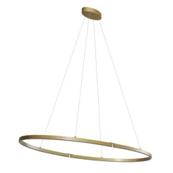 QAZQA Led-Pendelleuchten|Pendelleuchten*Design-Hängeleuchte Messing 120cm inkl. LED 3-Stufen-Dimmbar - Ovallo