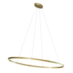 QAZQA Led-Pendelleuchten|Pendelleuchten*Design-Hängeleuchte Messing 120cm inkl. LED 3-Stufen-Dimmbar - Ovallo