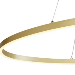 QAZQA Led-Pendelleuchten|Pendelleuchten*Design-Hängeleuchte Messing 120cm inkl. LED 3-Stufen-Dimmbar - Ovallo