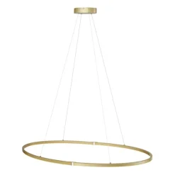 QAZQA Led-Pendelleuchten|Pendelleuchten*Design-Hängeleuchte Messing 120cm inkl. LED 3-Stufen-Dimmbar - Ovallo