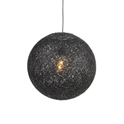QAZQA Pendelleuchten|Wohnzimmerlampen*Design-Hängeleuchte schwarz Kugel 45cm - Corda