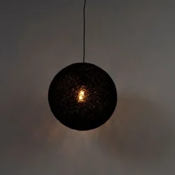 QAZQA Pendelleuchten|Wohnzimmerlampen*Design-Hängeleuchte schwarz Kugel 45cm - Corda