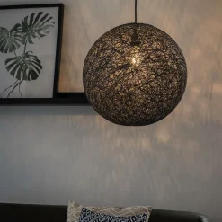 QAZQA Pendelleuchten|Wohnzimmerlampen*Design-Hängeleuchte schwarz Kugel 45cm - Corda