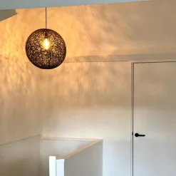 QAZQA Pendelleuchten|Wohnzimmerlampen*Design-Hängeleuchte schwarz Kugel 45cm - Corda