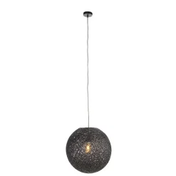 QAZQA Pendelleuchten|Wohnzimmerlampen*Design-Hängeleuchte schwarz Kugel 45cm - Corda