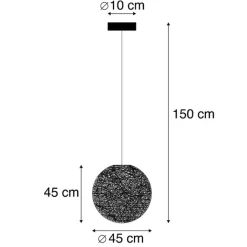 QAZQA Pendelleuchten|Wohnzimmerlampen*Design-Hängeleuchte schwarz Kugel 45cm - Corda