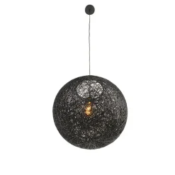 QAZQA Pendelleuchten|Wohnzimmerlampen*Design-Hängeleuchte schwarz Kugel 45cm - Corda