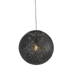 QAZQA Pendelleuchten|Wohnzimmerlampen*Design-Hängeleuchte schwarz Kugel 45cm - Corda