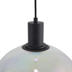 QAZQA Pendelleuchten|Wohnzimmerlampen*Design-Hängeleuchte schwarz mit Regenbogen-Glas 35cm - Mallon