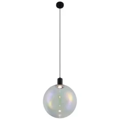 QAZQA Pendelleuchten|Wohnzimmerlampen*Design-Hängeleuchte schwarz mit Regenbogen-Glas 35cm - Mallon