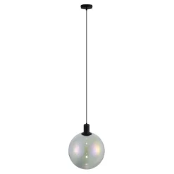 QAZQA Pendelleuchten|Wohnzimmerlampen*Design-Hängeleuchte schwarz mit Regenbogen-Glas 35cm - Mallon