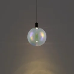 QAZQA Pendelleuchten|Wohnzimmerlampen*Design-Hängeleuchte schwarz mit Regenbogen-Glas 35cm - Mallon