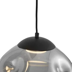 QAZQA Pendelleuchten|Esszimmerlampen*Design-Hängeleuchte schwarz mit Rauchglas 5-flammig - Gus