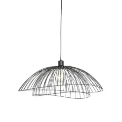 QAZQA Pendelleuchten|Wohnzimmerlampen*Design-Hängeleuchte schwarz mit doppeltem Schirm 66 cm - Pua