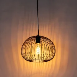 QAZQA Pendelleuchten|Wohnzimmerlampen*Design-Hängeleuchte Schwarz Draht - Wire Dough