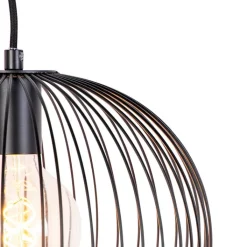 QAZQA Pendelleuchten|Wohnzimmerlampen*Design-Hängeleuchte Schwarz Draht - Wire Dough