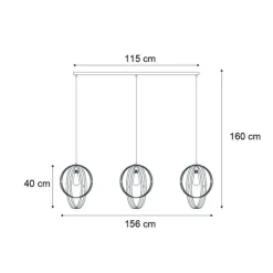 QAZQA Leuchten Ohne Schirm|Pendelleuchten*Design-Hängeleuchte schwarz rechteckig 3-flammig - Indu