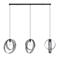 QAZQA Leuchten Ohne Schirm|Pendelleuchten*Design-Hängeleuchte schwarz rechteckig 3-flammig - Indu