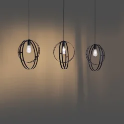 QAZQA Leuchten Ohne Schirm|Pendelleuchten*Design-Hängeleuchte schwarz rechteckig 3-flammig - Indu