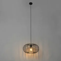 QAZQA Pendelleuchten|Wohnzimmerlampen*Design-Hängeleuchte Schwarz Draht 39cm - Johanna
