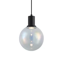 QAZQA Pendelleuchten|Wohnzimmerlampen*Design-Hängeleuchte schwarz mit Regenbogen-Glas 20cm - Mallon