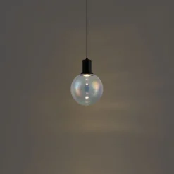 QAZQA Pendelleuchten|Wohnzimmerlampen*Design-Hängeleuchte schwarz mit Regenbogen-Glas 20cm - Mallon