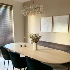 QAZQA Schlafzimmerlampen|Esszimmerlampen*Design-Hängeleuchte schwarz mit Bernsteinglas 8-flammig - Uvas