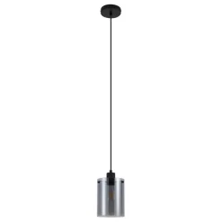 QAZQA Pendelleuchten|Wohnzimmerlampen*Design-Hängeleuchte schwarz mit Rauchglas - Domo