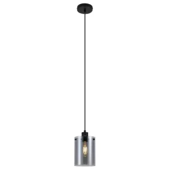 QAZQA Pendelleuchten|Wohnzimmerlampen*Design-Hängeleuchte schwarz mit Rauchglas - Domo