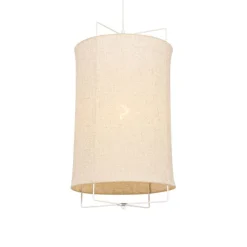 QAZQA Schlafzimmerlampen|Küchenlampen*Design-Hängeleuchte weiß mit beigefarbenem Schirm - Rich