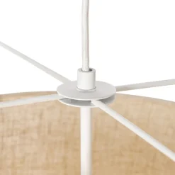 QAZQA Schlafzimmerlampen|Küchenlampen*Design-Hängeleuchte weiß mit beigefarbenem Schirm - Rich