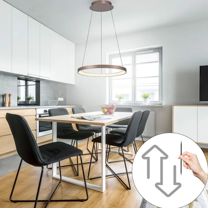 Paul Neuhaus Led-Pendelleuchten|Pendelleuchten*Design-Pendelleuchte Bronze inklusive dimmbarer LED Easylift - Hoop