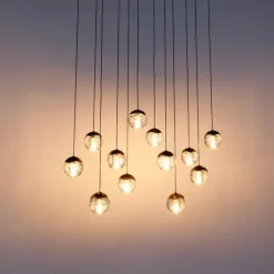 QAZQA Schlafzimmerlampen|Küchenlampen*Design-Pendelleuchte Dunkelbronze mit Klarglas 12-flammig - Inge