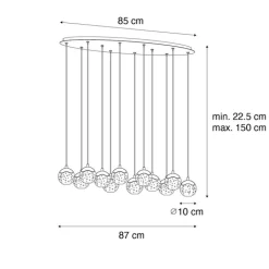 QAZQA Schlafzimmerlampen|Küchenlampen*Design-Pendelleuchte Dunkelbronze mit Klarglas 12-flammig - Inge