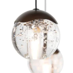 QAZQA Schlafzimmerlampen|Küchenlampen*Design-Pendelleuchte Dunkelbronze mit Klarglas 12-flammig - Inge