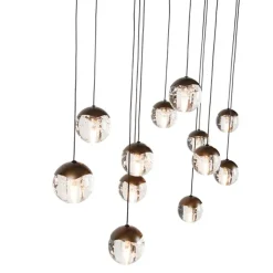 QAZQA Schlafzimmerlampen|Küchenlampen*Design-Pendelleuchte Dunkelbronze mit Klarglas 12-flammig - Inge