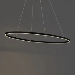 QAZQA Led-Pendelleuchten|Pendelleuchten*Design-Pendelleuchte Schwarz Oval 120cm inkl. LED 3-Stufen-Dimmbar - Ovallo