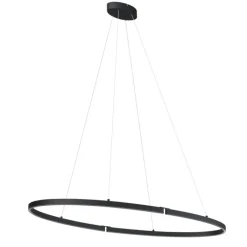 QAZQA Led-Pendelleuchten|Pendelleuchten*Design-Pendelleuchte Schwarz Oval 120cm inkl. LED 3-Stufen-Dimmbar - Ovallo